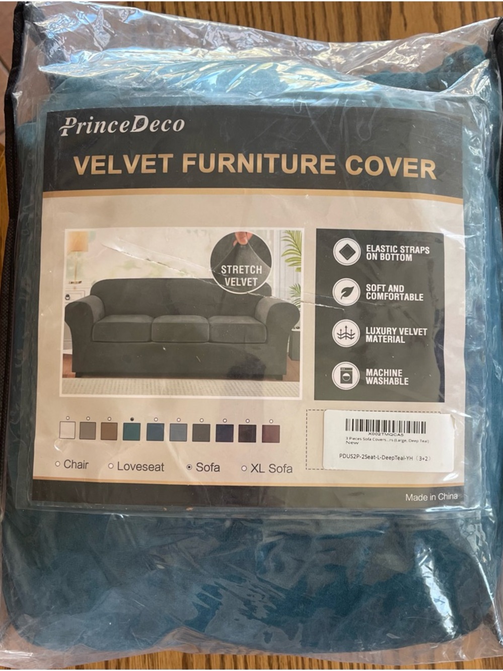 Prince Deco Velvet Love Seat Cover in Deep Teal NEW!